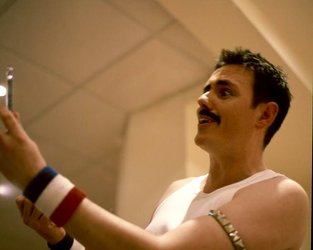 Dean Richardson as Freddie Mercury backstage at Concert Secretaries Command Performance