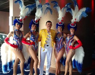 Dean Richardson as Freddie Mercury with the Legends Dancers