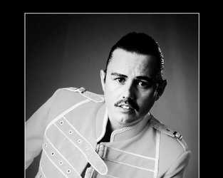 Dean Richardson as Freddie Mercury first promo shot 2009 black and white