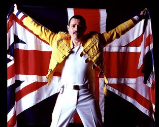 Dean Richardson as Freddie Mercury with Union Flag